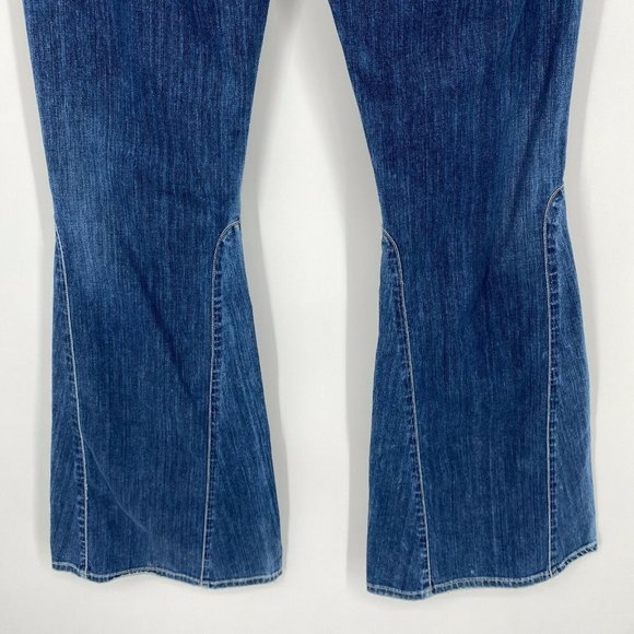 GOLDSIGN Guitar Super Flare Jeans Women's Size 31 Mid Rise Stretch Denim Blue - Picture 8 of 12